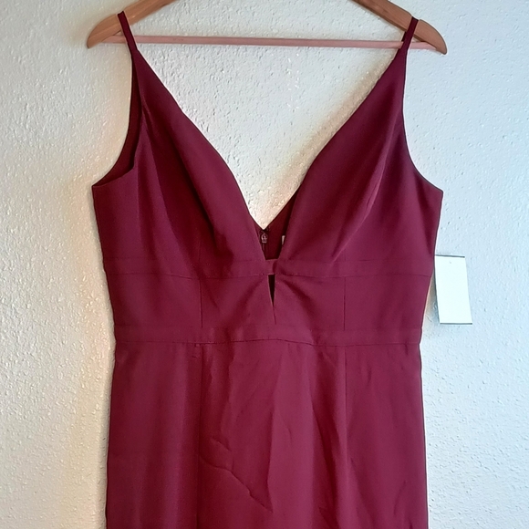 NWT Dress the Population Sz L Viola Burgundy Maxi Gown Dress - Picture 5 of 11